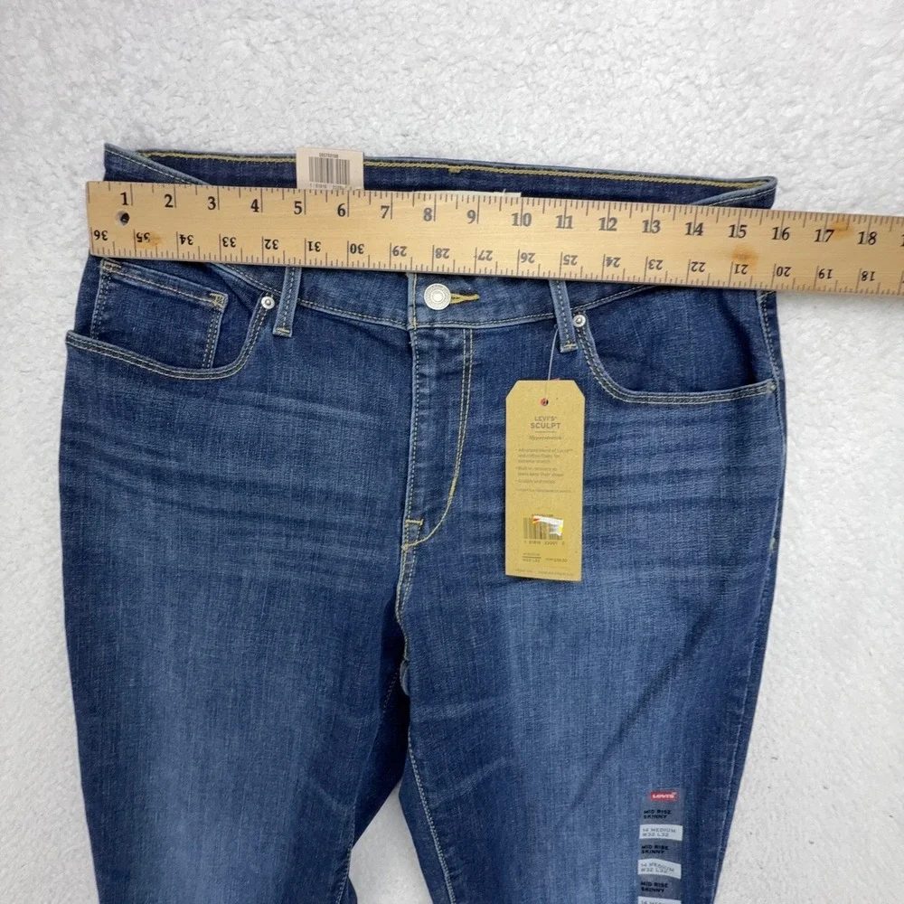 Levis Classic Mid-Rise Skinny Jeans Women 14 Medium W32 L32 Blue Denim 585750166 - Picture 4 of 9